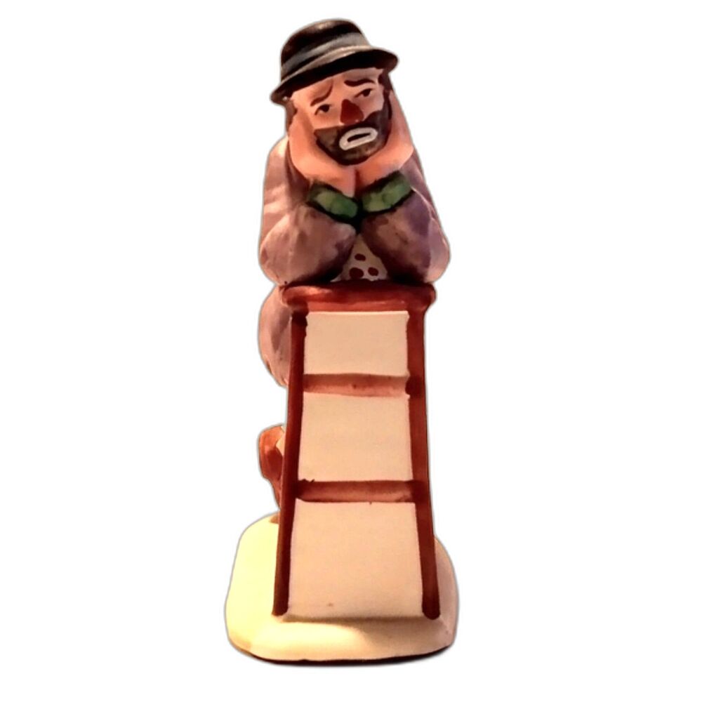 Vintage Emmett Kelly Ceramic Clown with Stool by Flambro